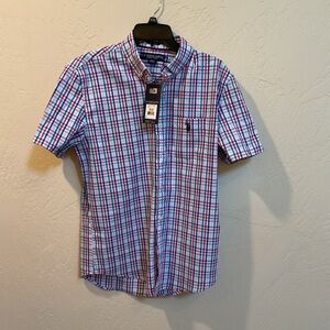 polo assn. Blue and Red Plaid Shirt small